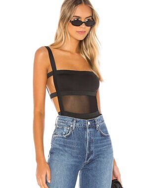 Superdown Camille Strappy Back Black Bodysuit XXS